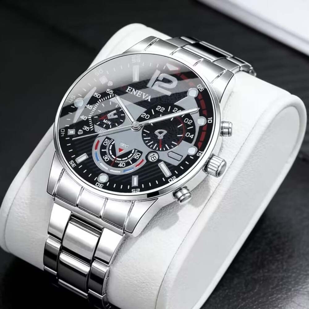 Eneva Men's Silver Stainless Steel Quartz Wristwatch